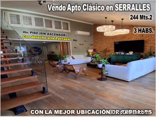 Vendo Amplio Apartamento en El Ensanche Serrallés, 244 Mts.2, 3 HABS., 4to. Piso. EDIFICIO CLASICO